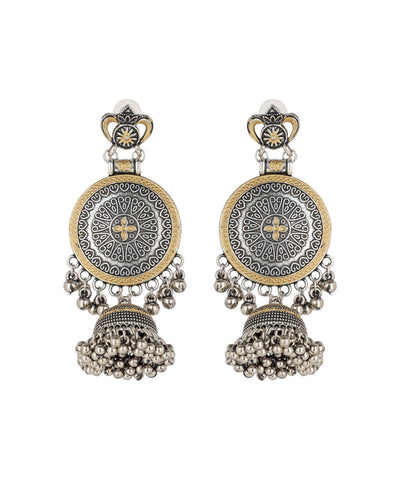 Circular Floral Motif Jhumka Drop Earrings | Stylika