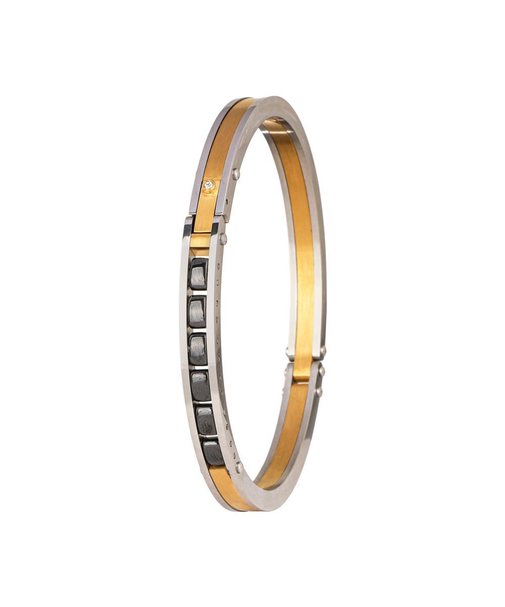 Dual Tone Hinged Men's Kada Bracelet | Stylika