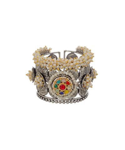 Floral Oxidised Cuff Bracelet with Traditional Details | Stylika