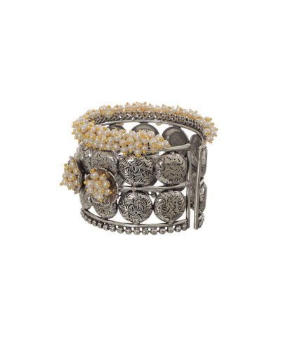 Floral Oxidised Cuff Bracelet with Traditional Details | Stylika