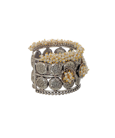 Floral Oxidised Cuff Bracelet with Traditional Details | Stylika