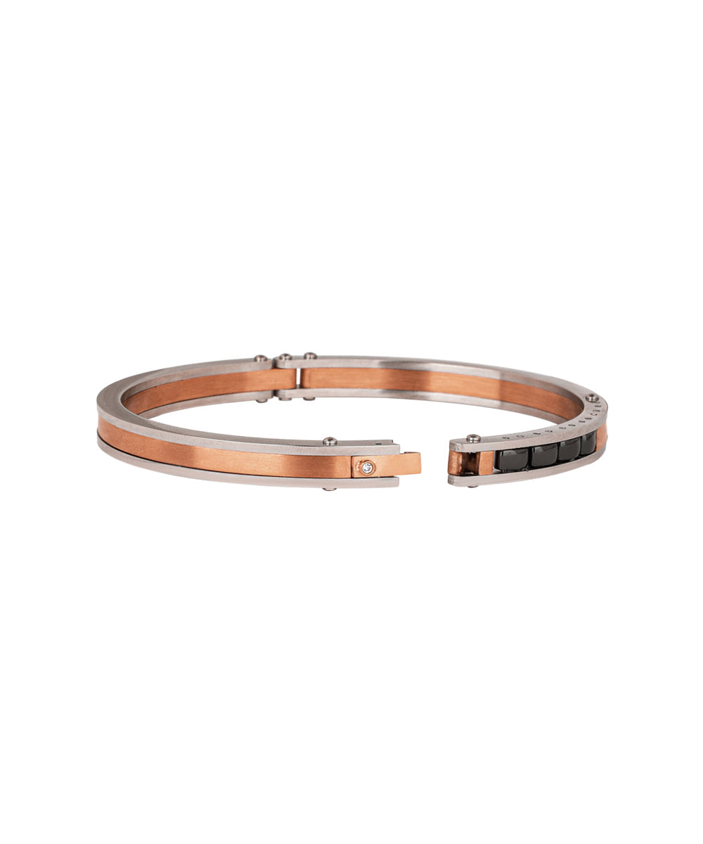 Dual Tone Hinged Men's Kada Bracelet | Stylika