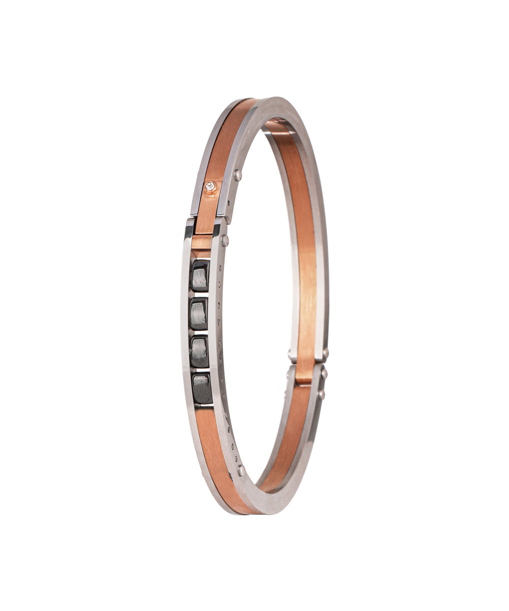 Dual Tone Hinged Men's Kada Bracelet | Stylika