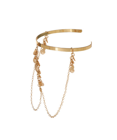 Bohemian Draped Chain Arm Cuff with Shell Charms | Stylika