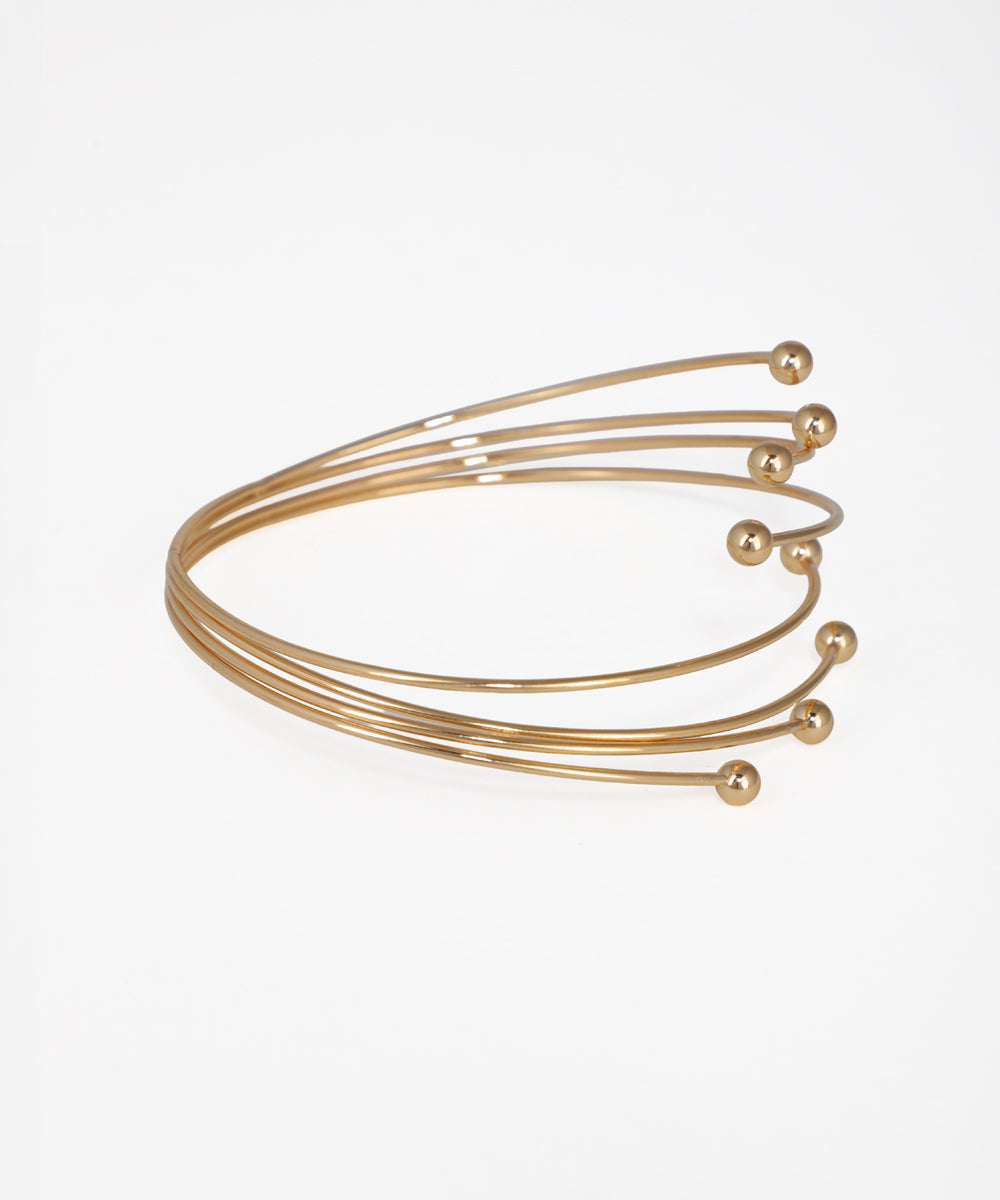 Modernist Multi-Band Sphere Detail Upper Arm Cuff | Stylika
