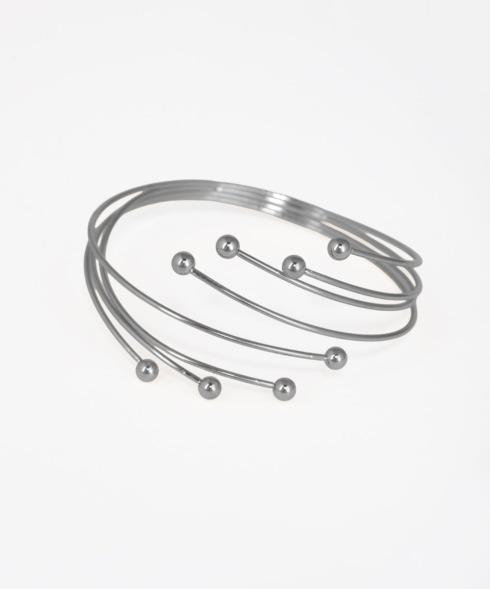 Modernist Multi-Band Sphere Detail Upper Arm Cuff | Stylika
