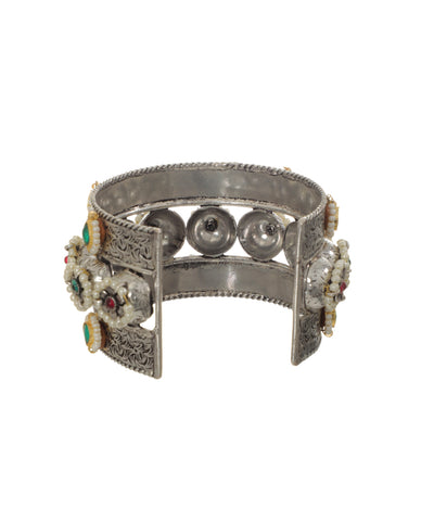 Intricate Floral Design Oxidised Cuff Bracelet | Stylika
