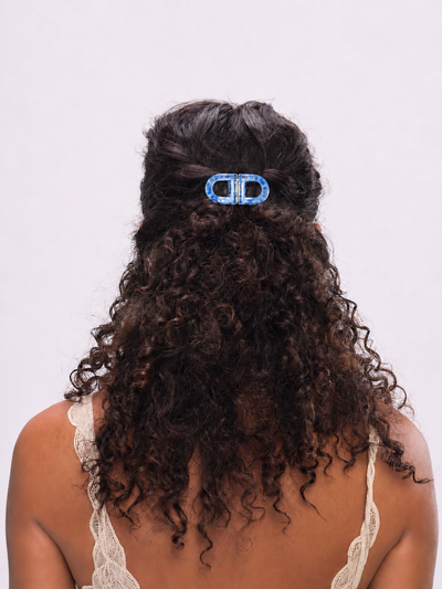 Clear Cobalt D-shaped Magnetic Hair Clip | Stylika