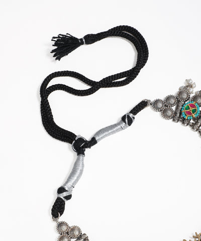 Oxidised Deer Motif & Pearl Drop Statement Necklace Set | Stylika