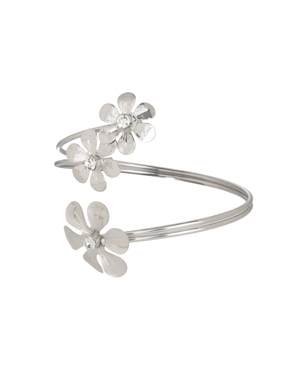 Floral Motif Open Arm Cuff | Stylika