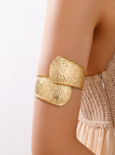 Textured Intertwined Arm Cuff with Organic Motif | Stylika