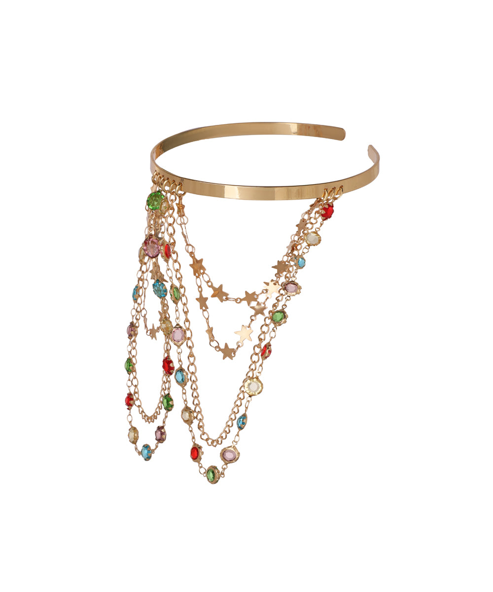 Multi-Chain Colorful Stone and Star Dangle Arm Cuff | Stylika