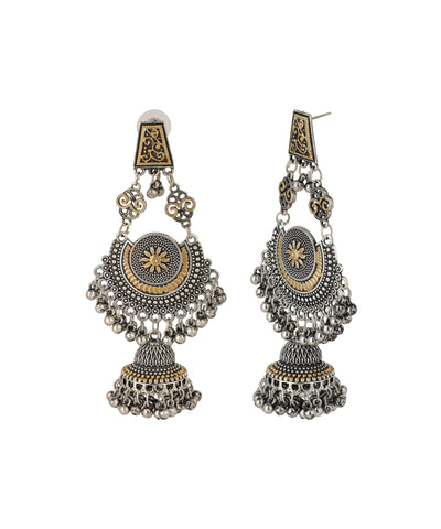 Floral Motif Layered Drop Earrings | Stylika