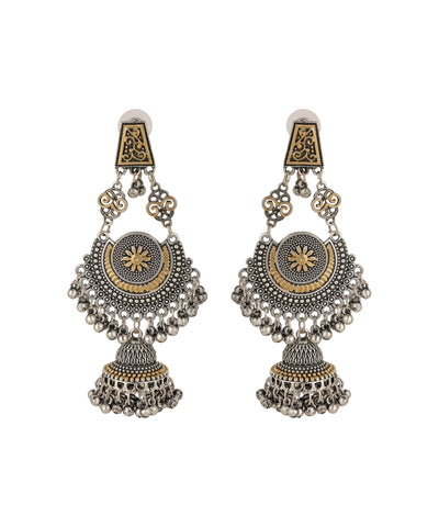 Floral Motif Layered Drop Earrings | Stylika