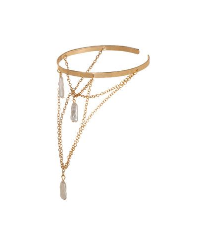 Statement Open Arm Cuff with Flowing Chains | Stylika