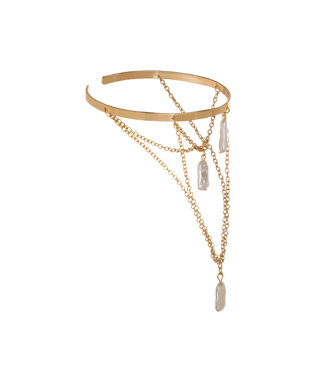 Statement Open Arm Cuff with Flowing Chains | Stylika