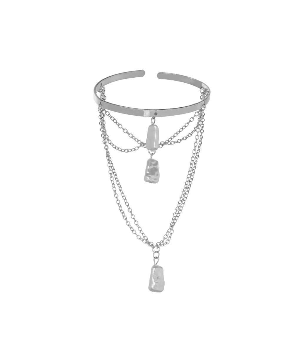 Statement Open Arm Cuff with Flowing Chains | Stylika