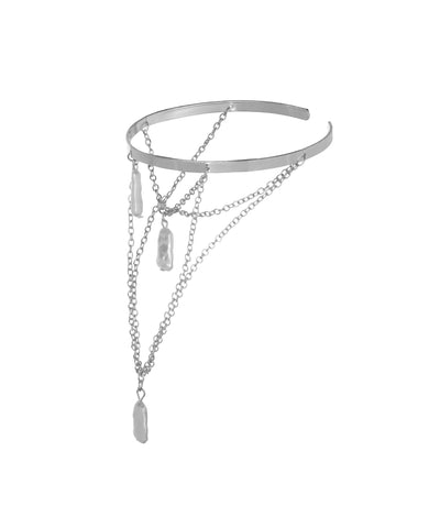 Statement Open Arm Cuff with Flowing Chains | Stylika