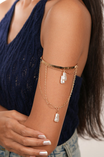 Statement Open Arm Cuff with Flowing Chains | Stylika