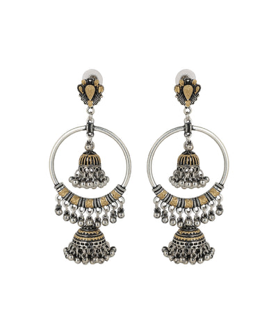 Dual Tone Circular Jhumka Drop Earrings | Stylika