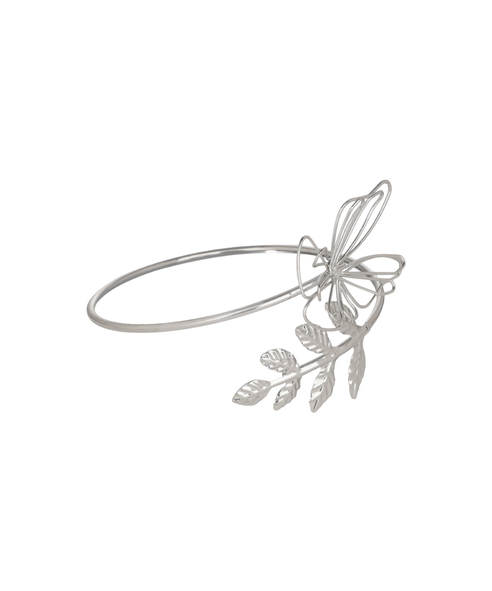 Minimalistic Butterfly and Leaf Motif Arm Cuff | Stylika
