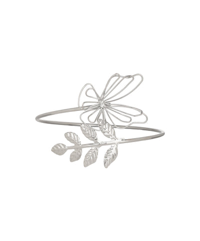 Minimalistic Butterfly and Leaf Motif Arm Cuff | Stylika