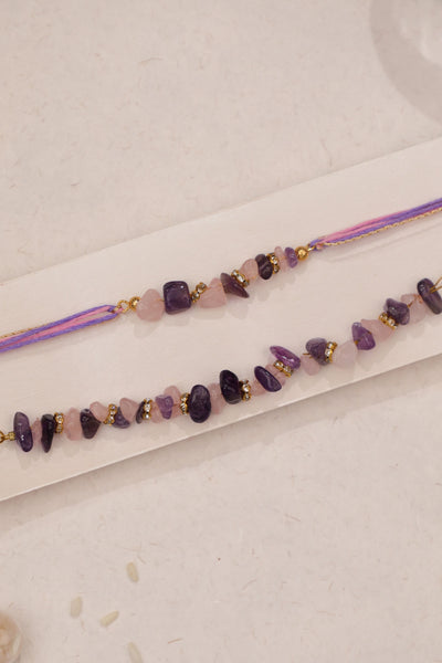 Natural Chip Stone Rakhi Set with Thread Detail | Stylika