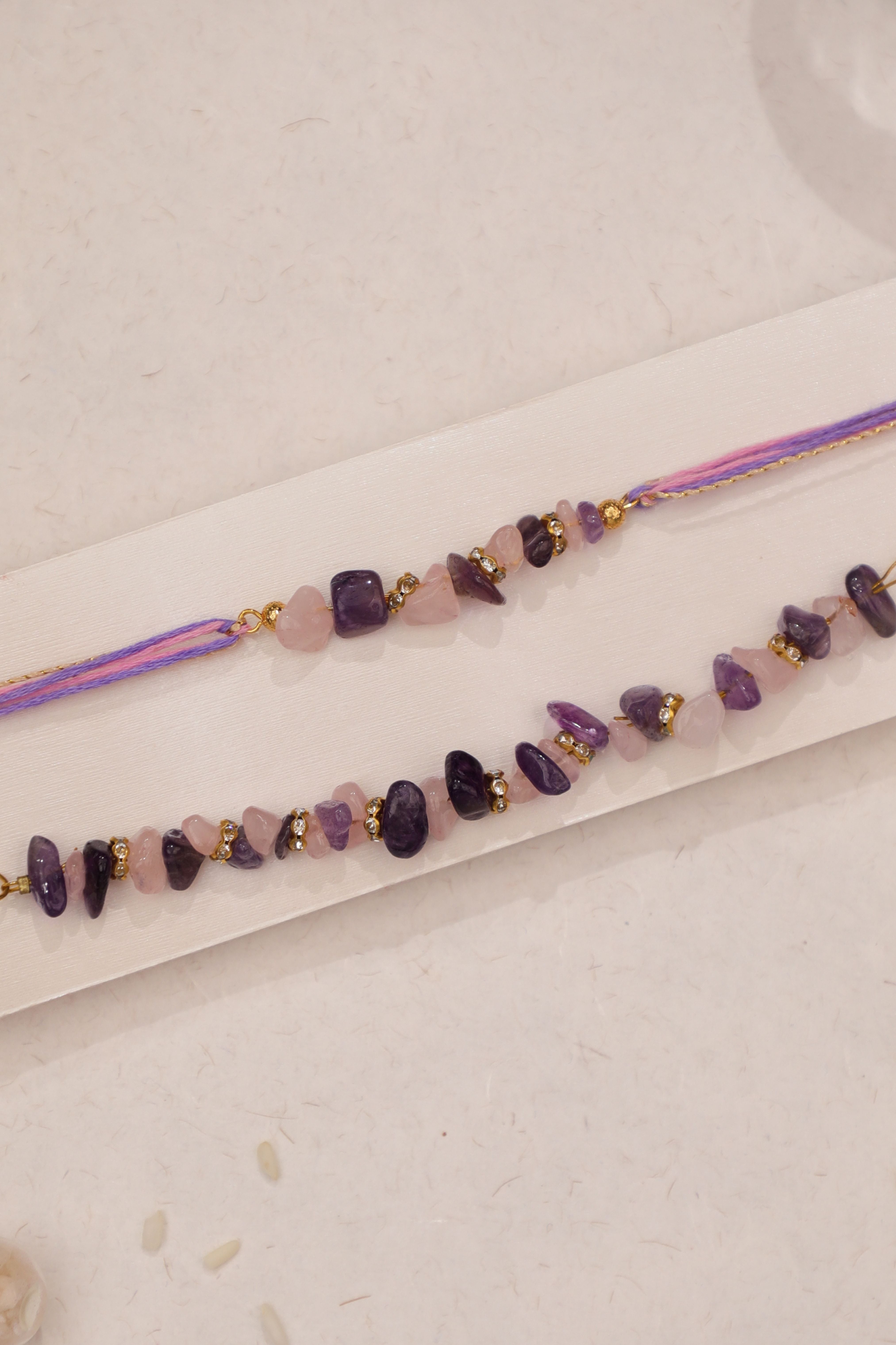 Natural Chip Stone Rakhi Set with Thread Detail | Stylika