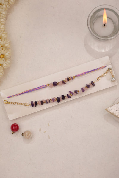 Natural Chip Stone Rakhi Set with Thread Detail | Stylika