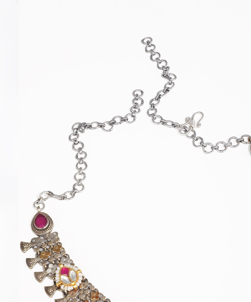 Statement Floral Ghungroo Oxidised Necklace Set | Stylika