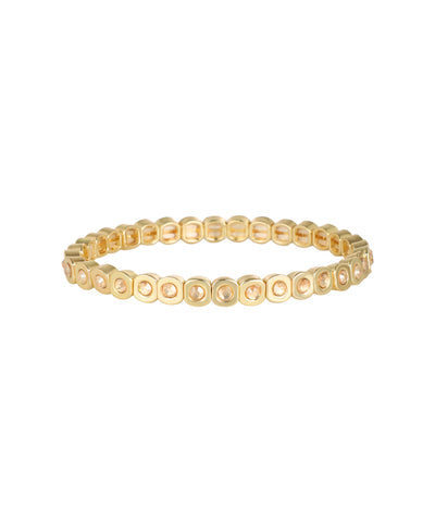 Expandable bangle with a flexible square linked silhouette