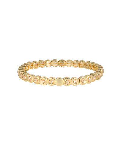 Bangle featuring a row of square bezel set glass crystals