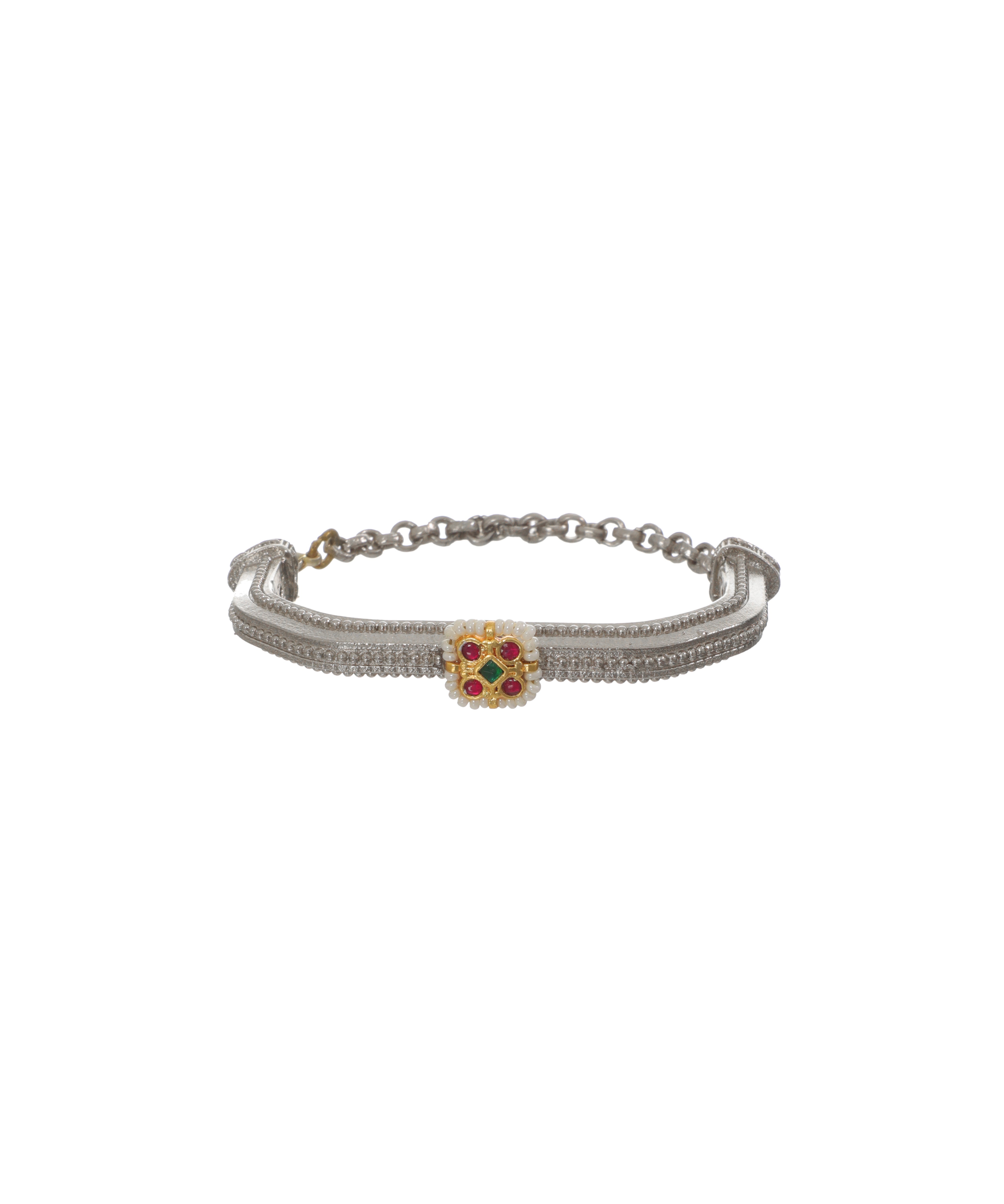Textured Oxidised Cuff Bracelet with Central Motif | Stylika