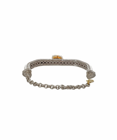 Textured Oxidised Cuff Bracelet with Central Motif | Stylika