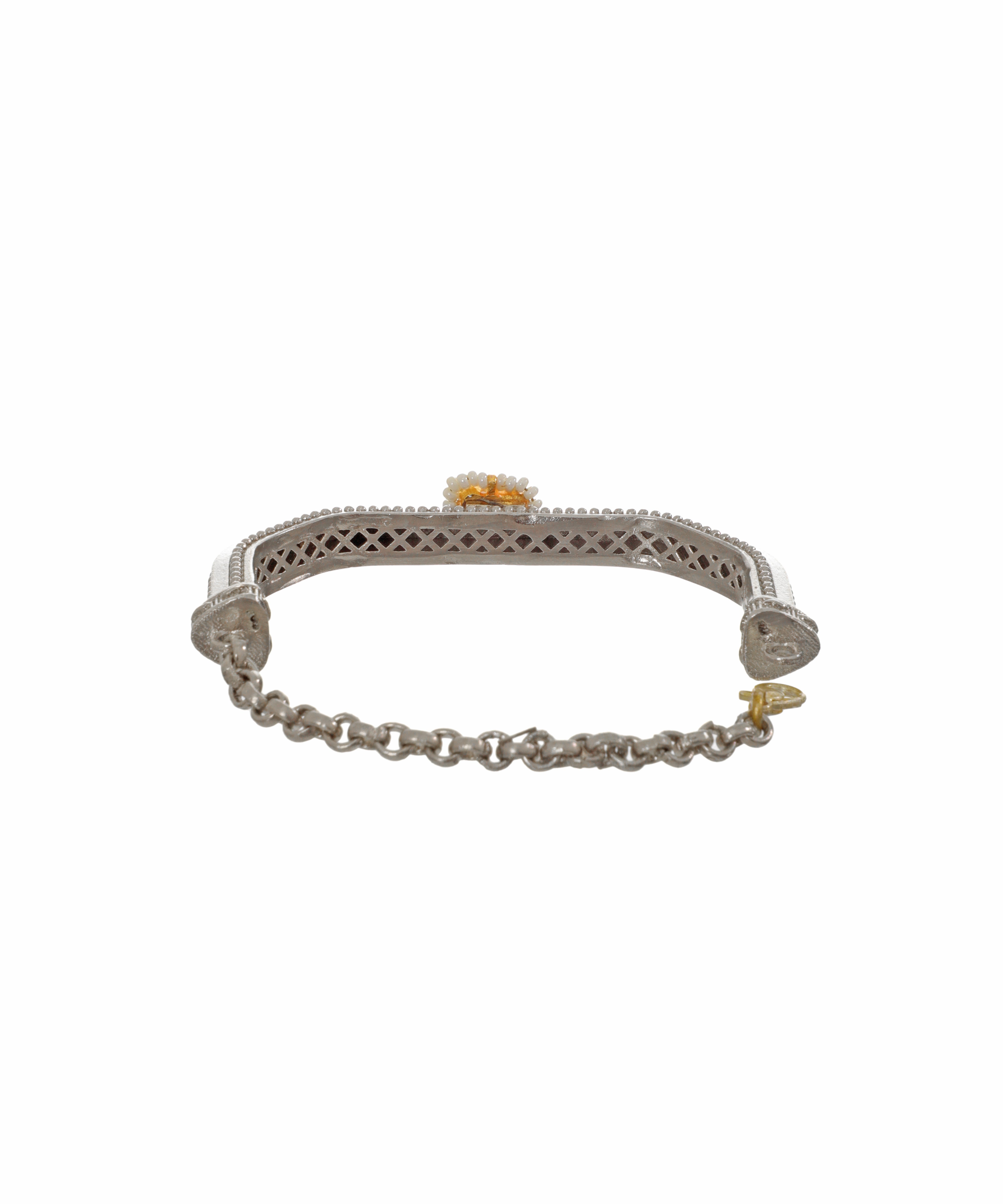 Textured Oxidised Cuff Bracelet with Central Motif | Stylika