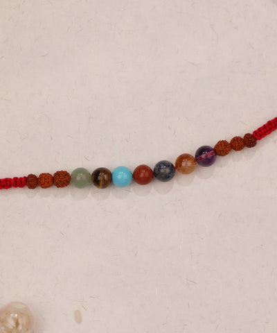 Chakra Inspired Colorful Beaded Rakhi with Knot Details | Stylika