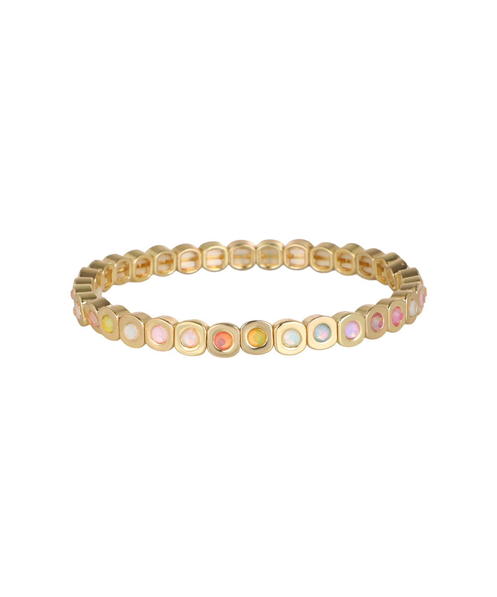 Flexible stretch bracelet with a rounded link silhouette