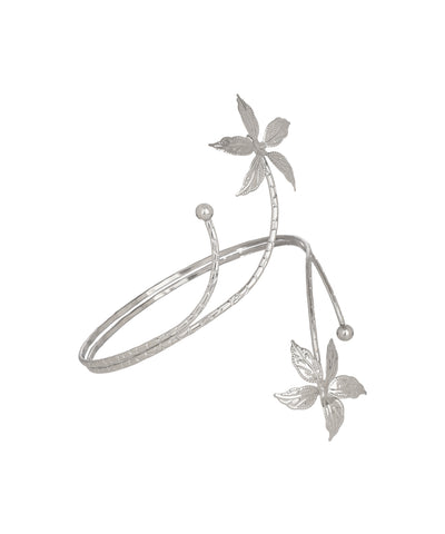 Delicate Floral Motif Open Arm Cuff | Stylika