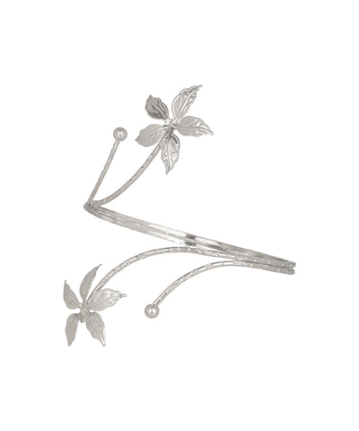 Delicate Floral Motif Open Arm Cuff | Stylika
