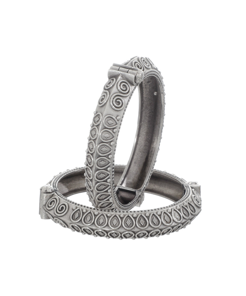 Intricately Patterned Oxidised Bangles | Stylika