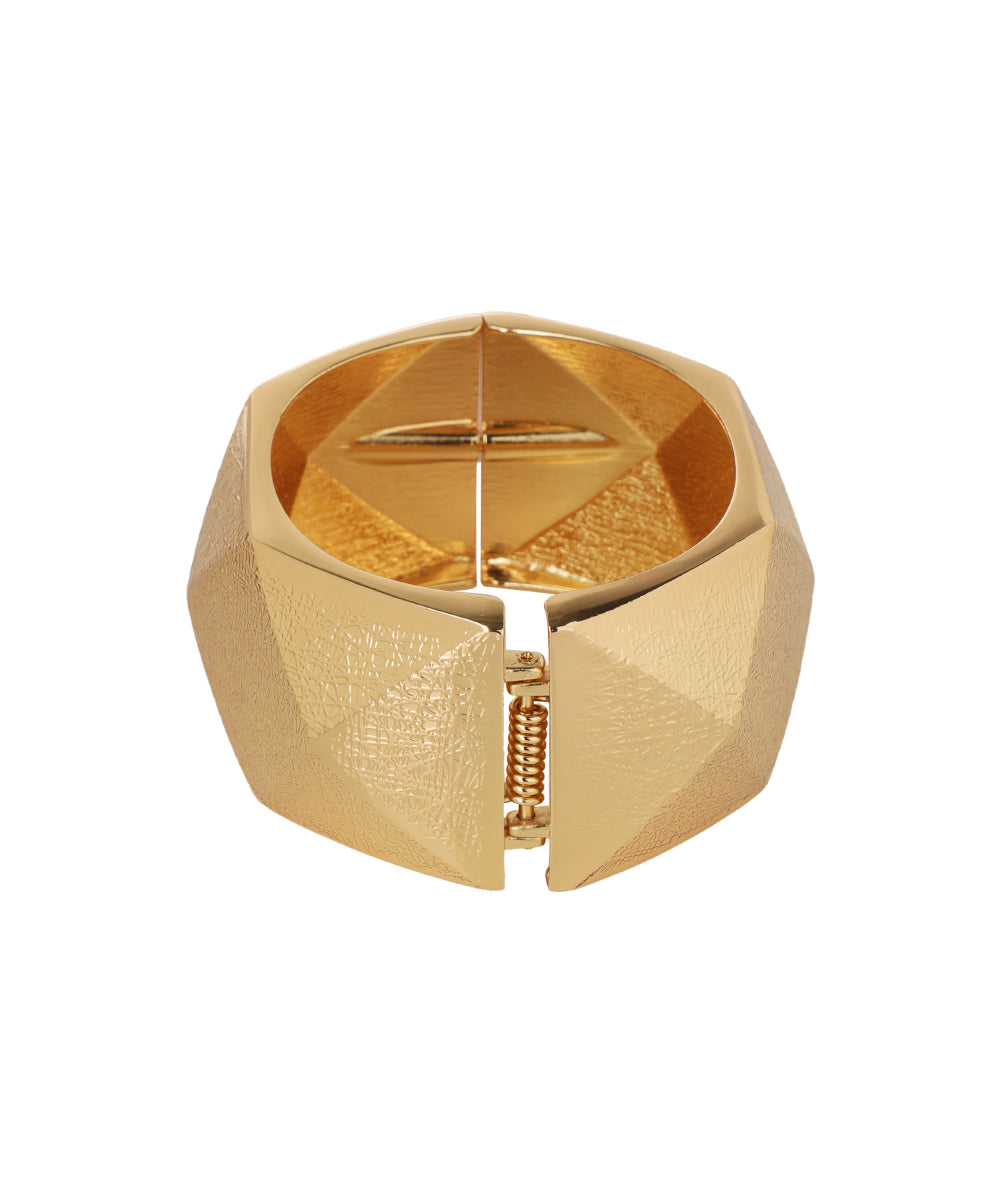 Faceted Geometric Statement Bangle Bracelet | Stylika