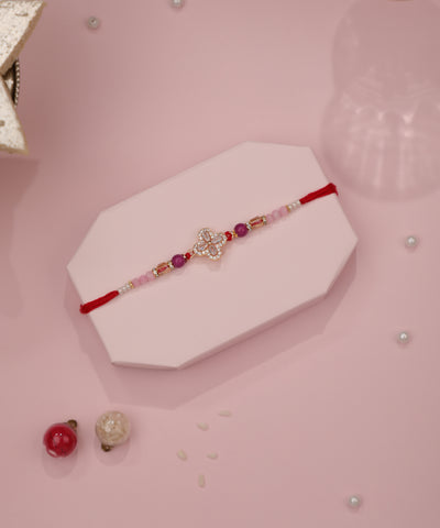 Clover Blossom Beadwork Rakhi with Colorful Ties | Stylika