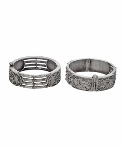 Intricately Carved Multi-Band Oxidised Bangles | Stylika