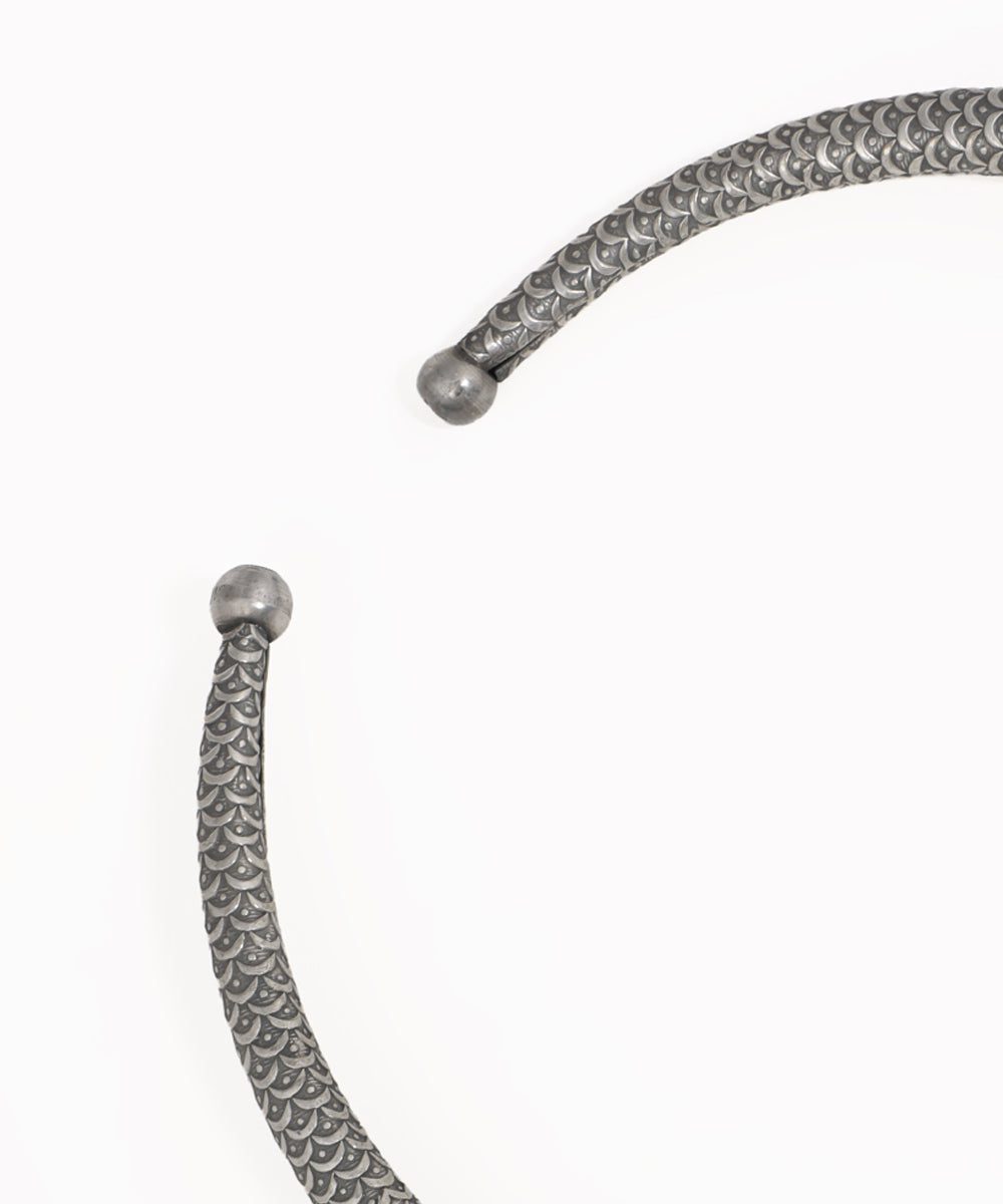 Traditional Oxidised Hasli Necklace with Dangling Clusters | Stylika