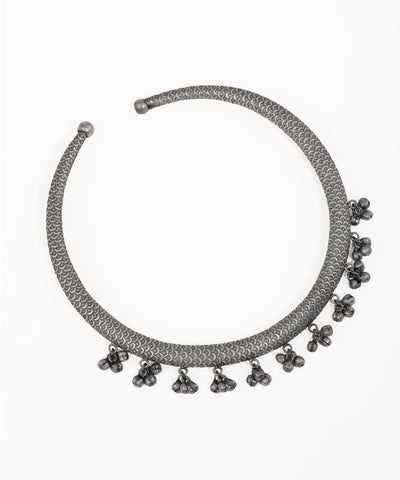 Traditional Oxidised Hasli Necklace with Dangling Clusters | Stylika