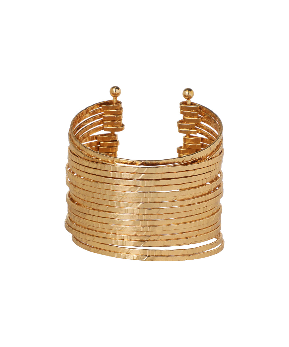 Layered Ribbed Cuff Bangle Bracelet | Stylika