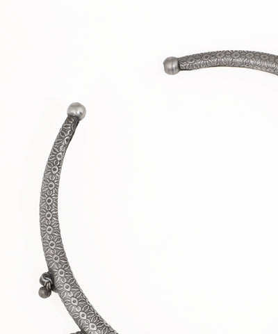 Textured Oxidised Hasli Necklace with Drops | Stylika