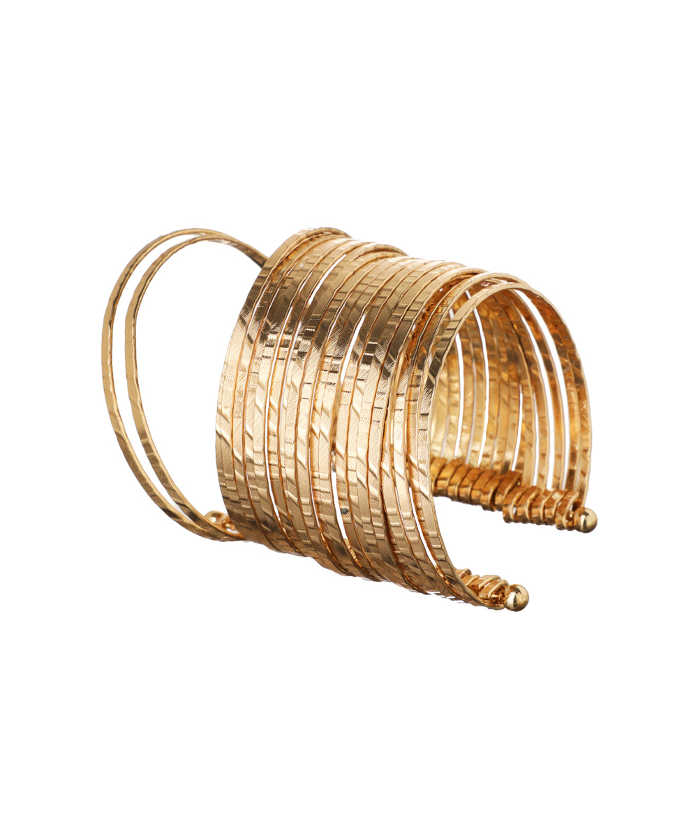 Layered Ribbed Cuff Bangle Bracelet | Stylika