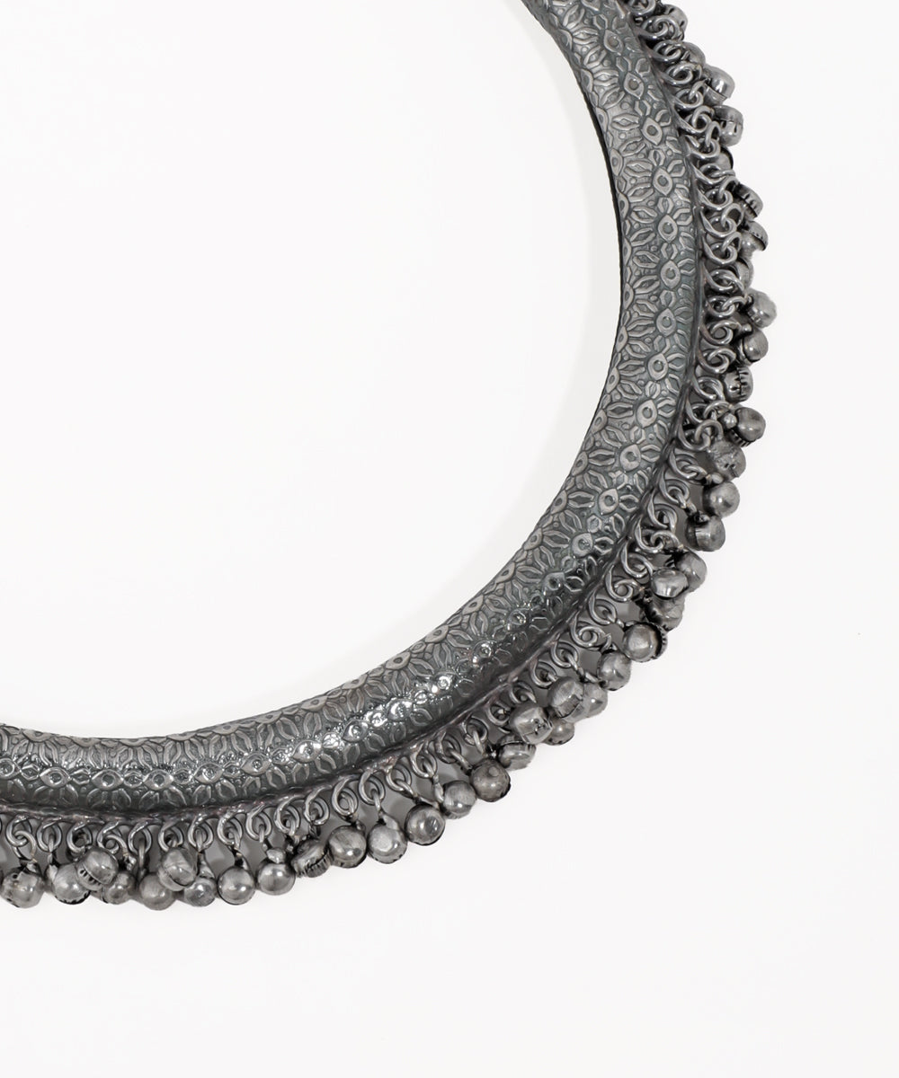 Embossed Ghungroo Oxidised Hasli Necklace | Stylika