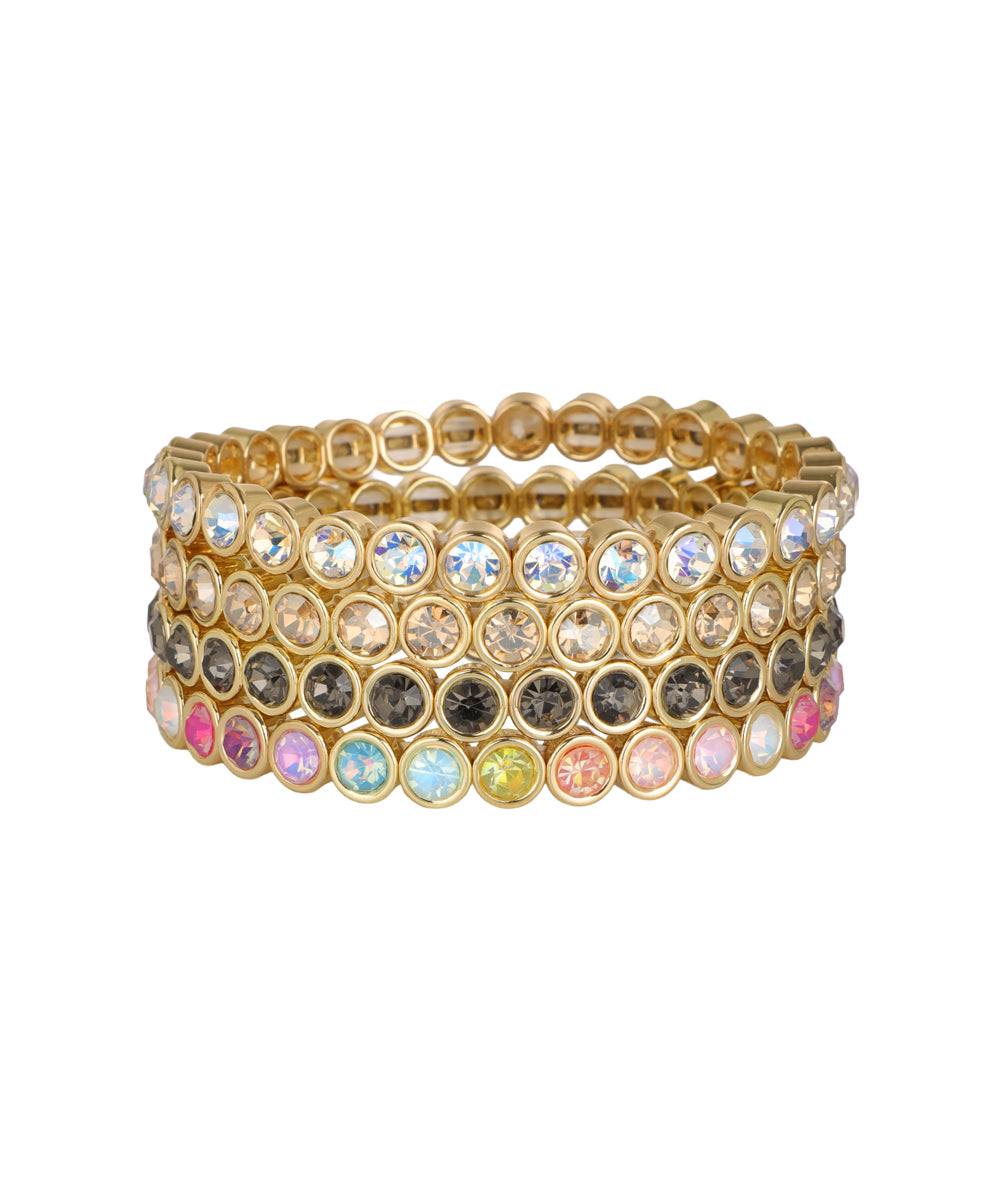 Bangle with bezel-set round decorative stones